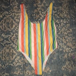Rainbow Stripe Scoop Back 1 Piece Bathing Suit 🌈